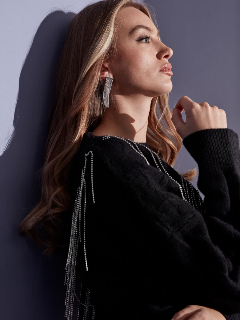 SILVER BRAIDED CHAIN EARRINGS