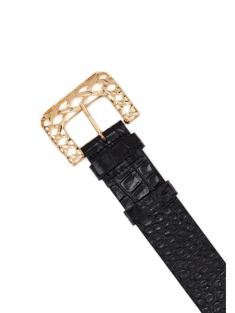 BLACK WIDE BELT WITH LARGE BUCKLE