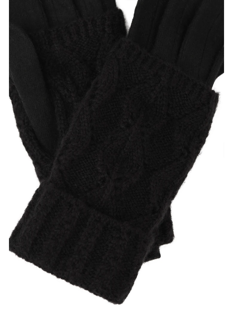 BLACK GLOVES WITH PLAID WEAVE