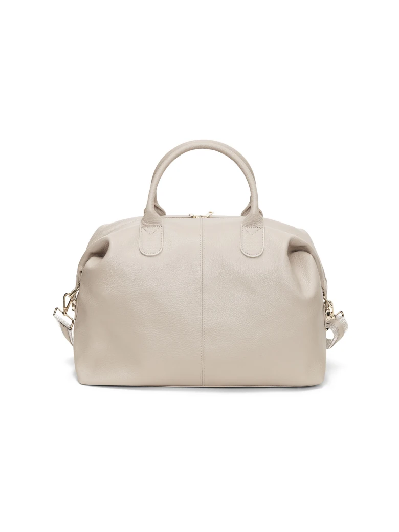 BEIGE LEATHER TRAVEL BAG
