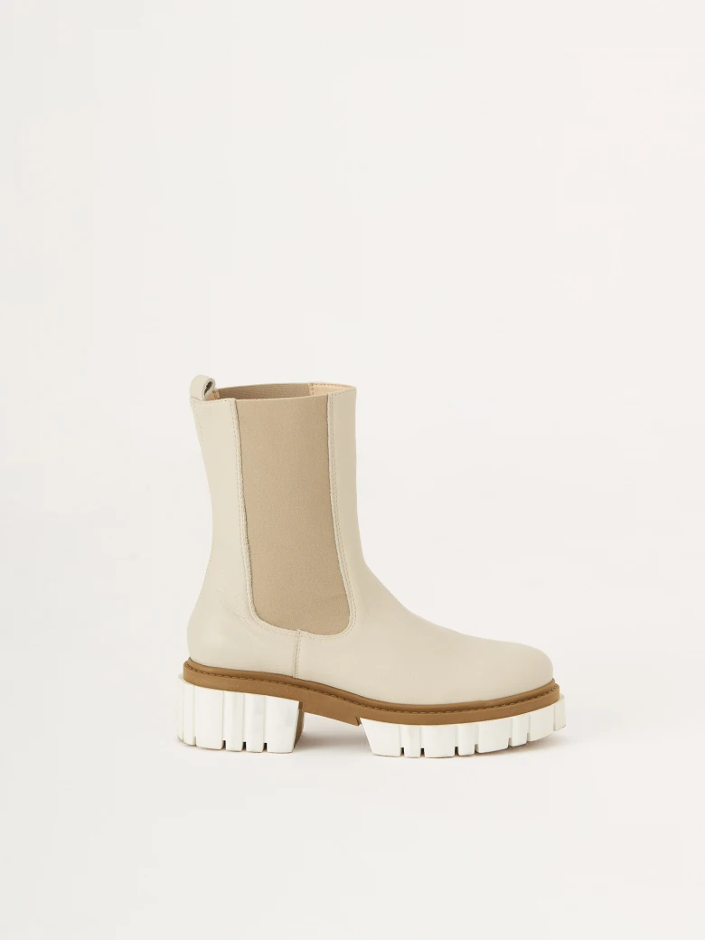 Beige platform boots