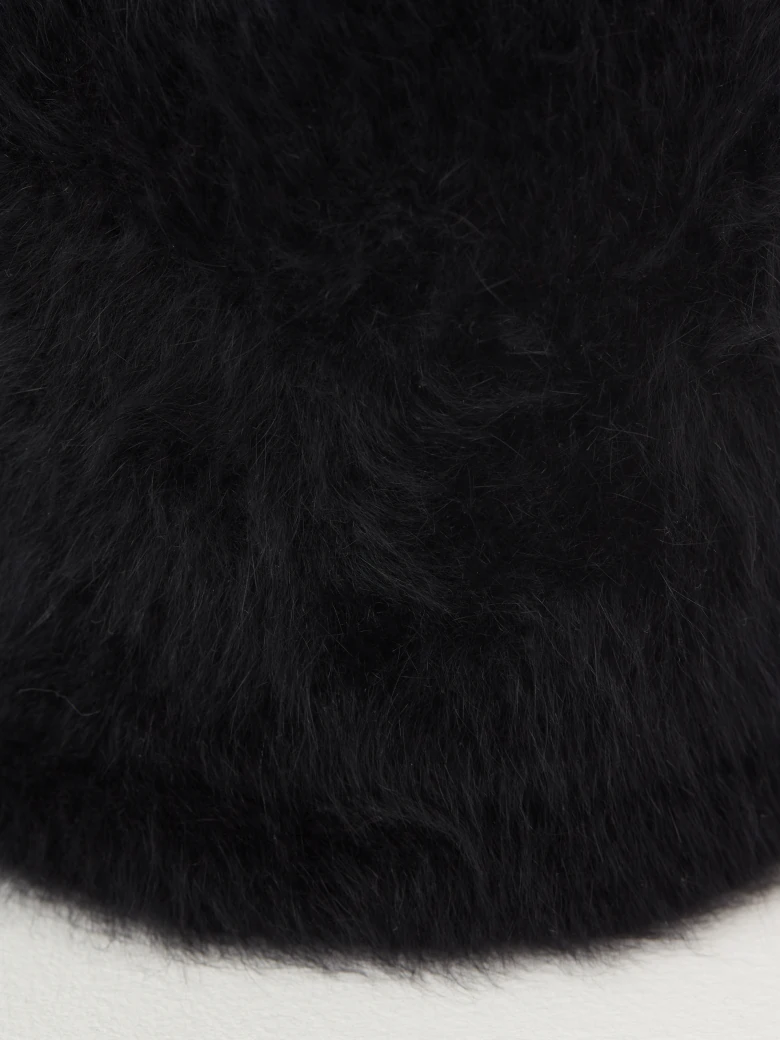 Black angora beanie