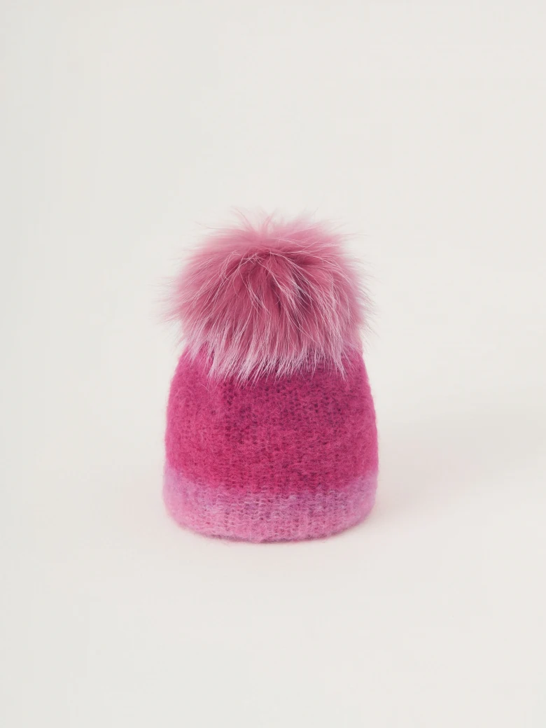 Pink beanie with pom-pom
