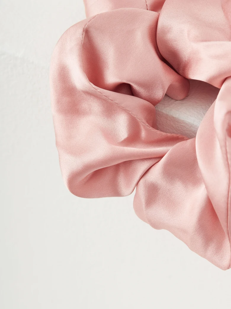Pink silk hair scrunchie