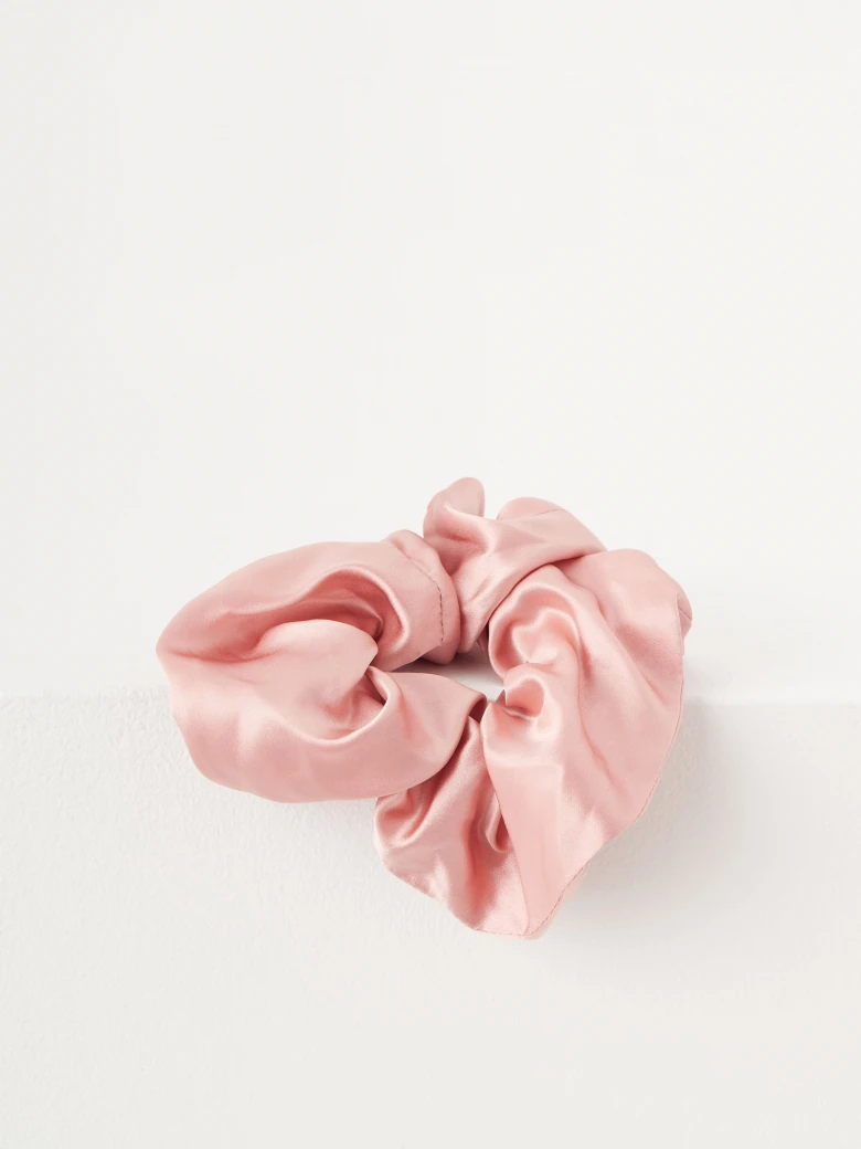 Pink silk hair scrunchie