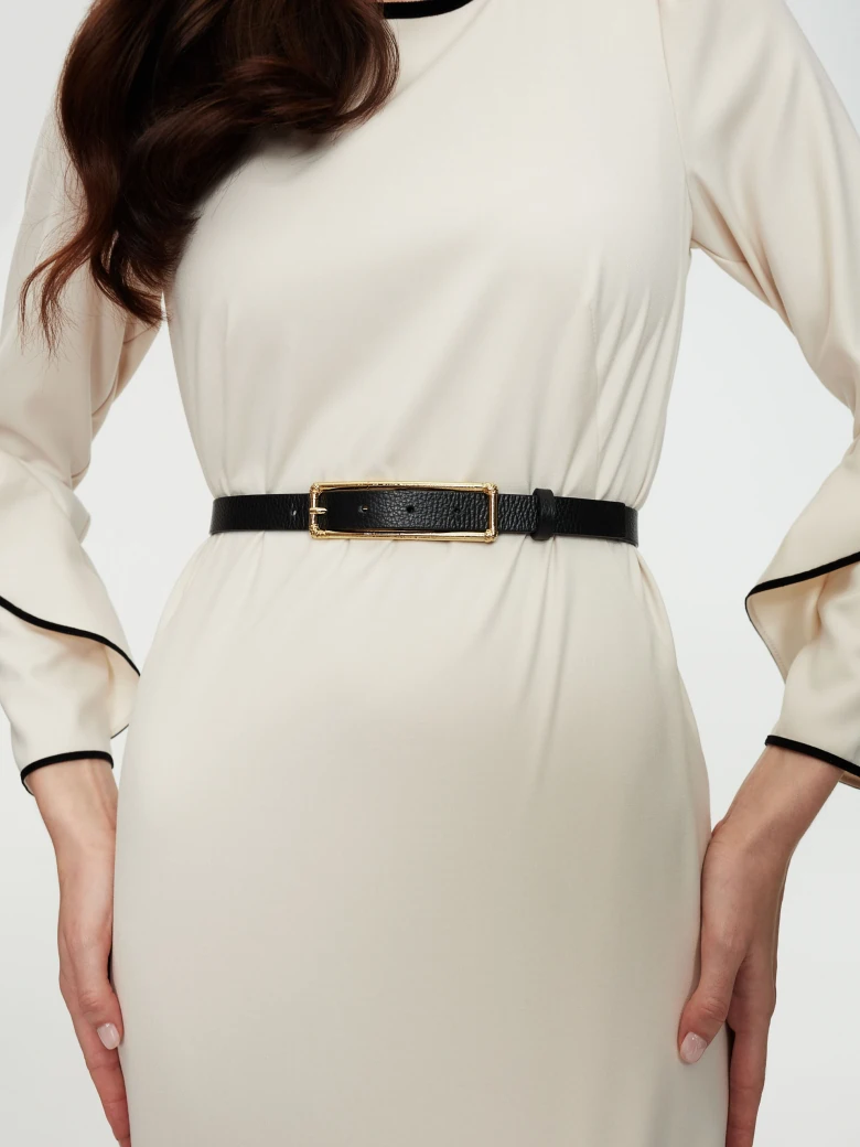 Black thin leather belt