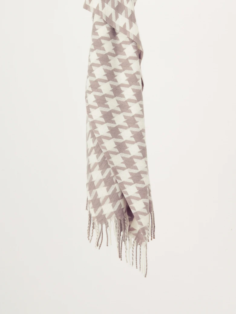 Viscose scarf  in beige houndstooth