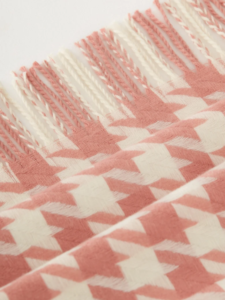 Pink and cream pepita scarf
