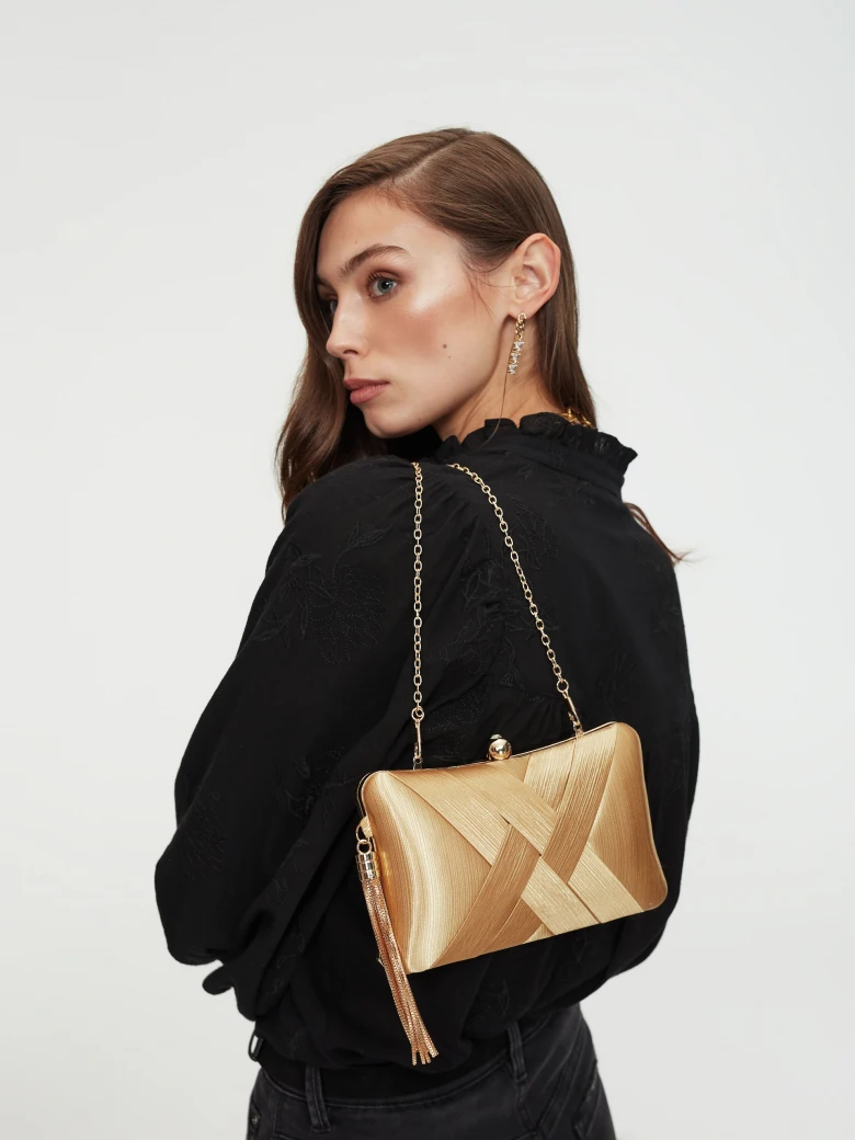 Golden handbag with chain
