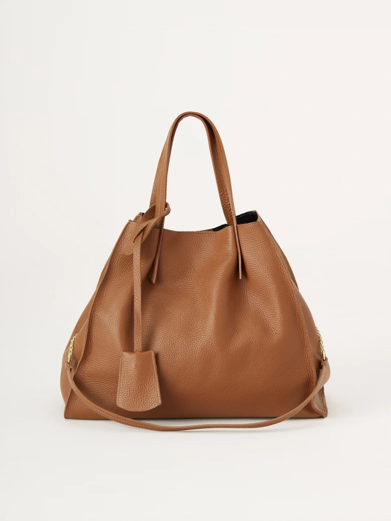Skórzana torebka typu shopper w brązowym kolorze