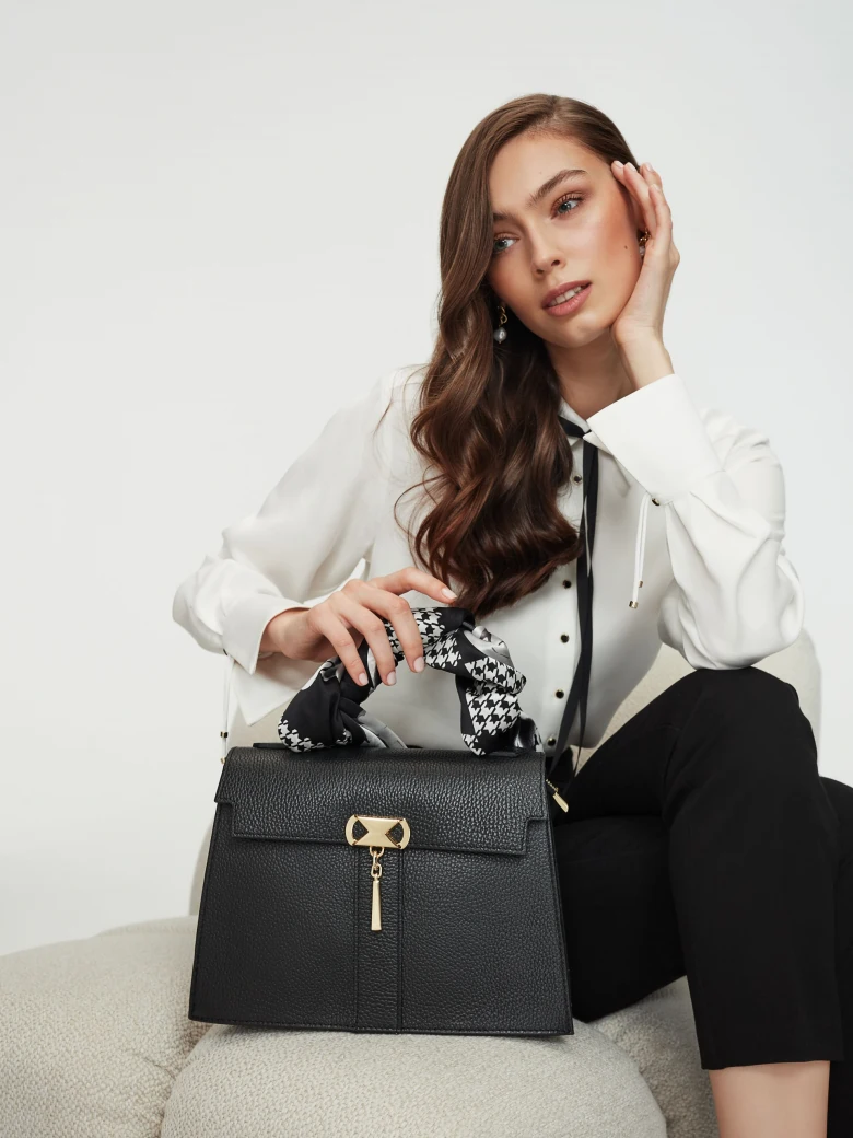 Black leather hand bag