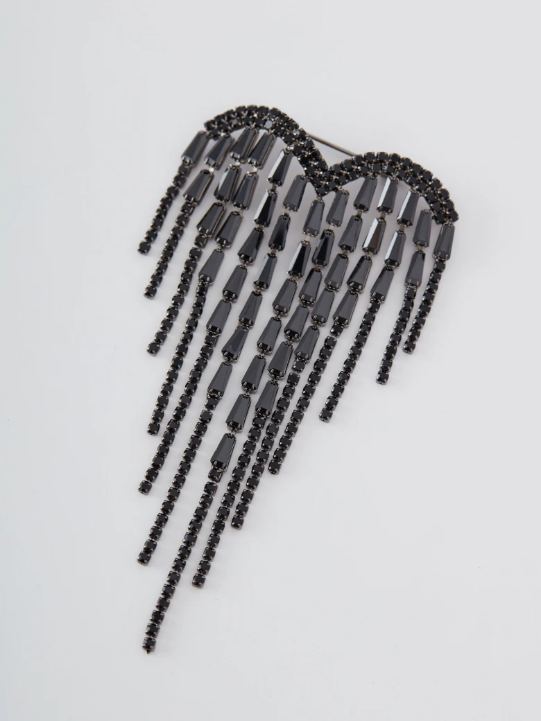 Black brooch with zircons