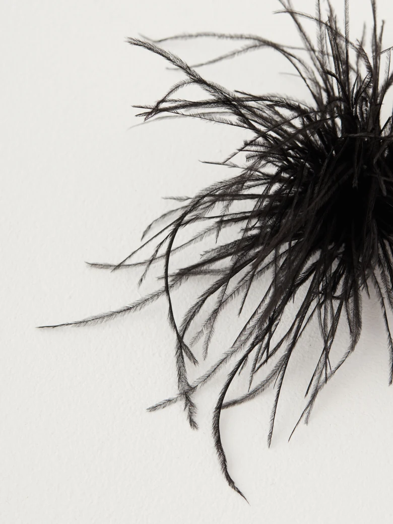 Black feather brooch