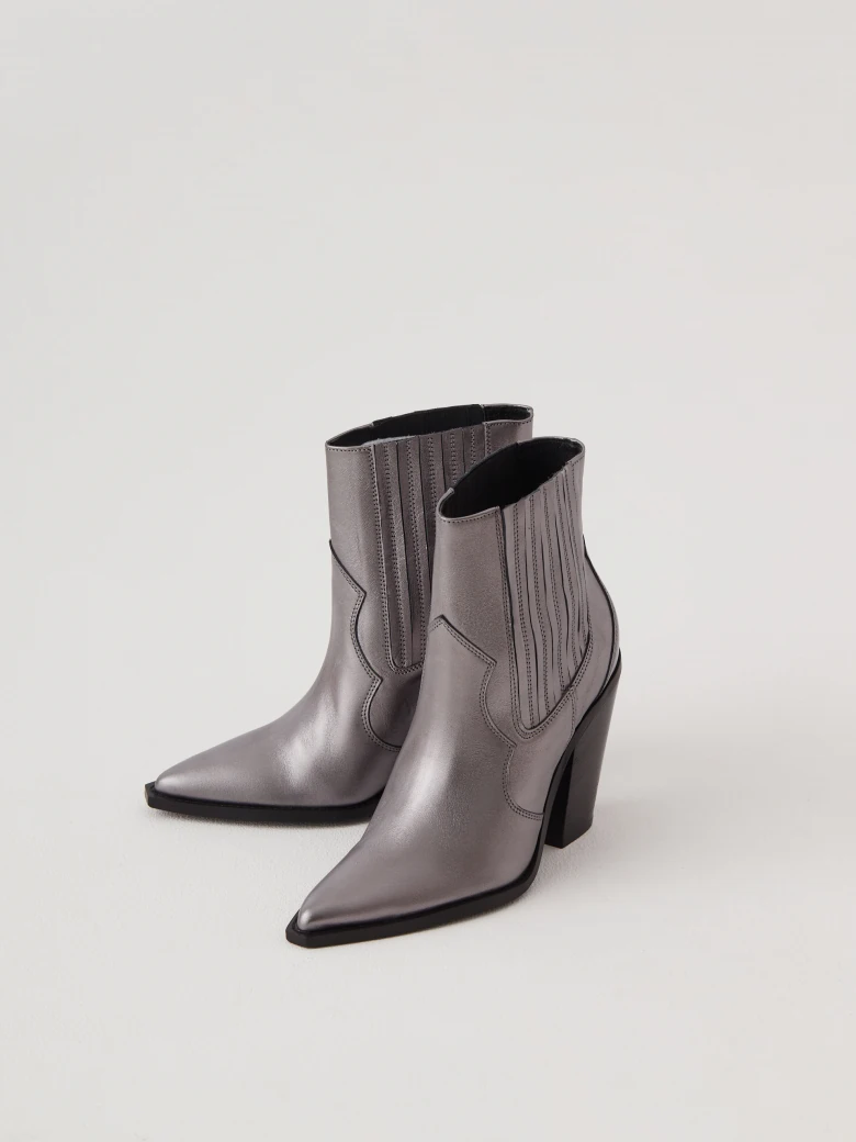 Silver leather cowboy boots