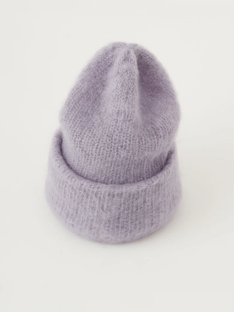 Purple cap made of soft mohair