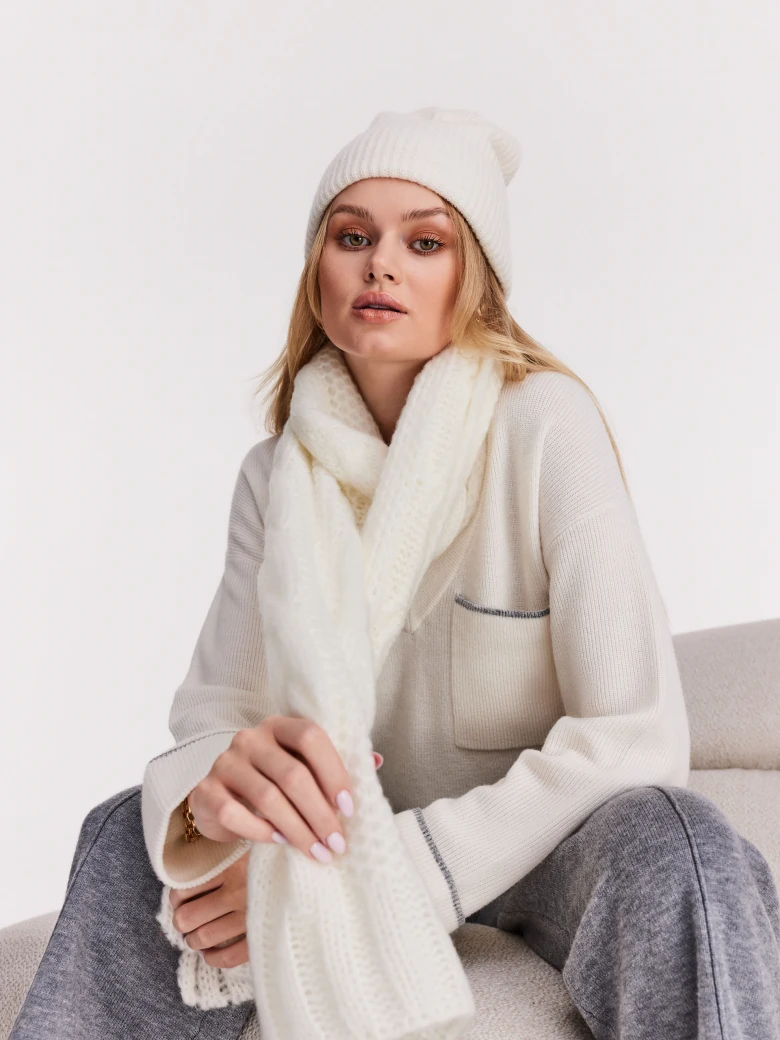 Cream simple beanie hat