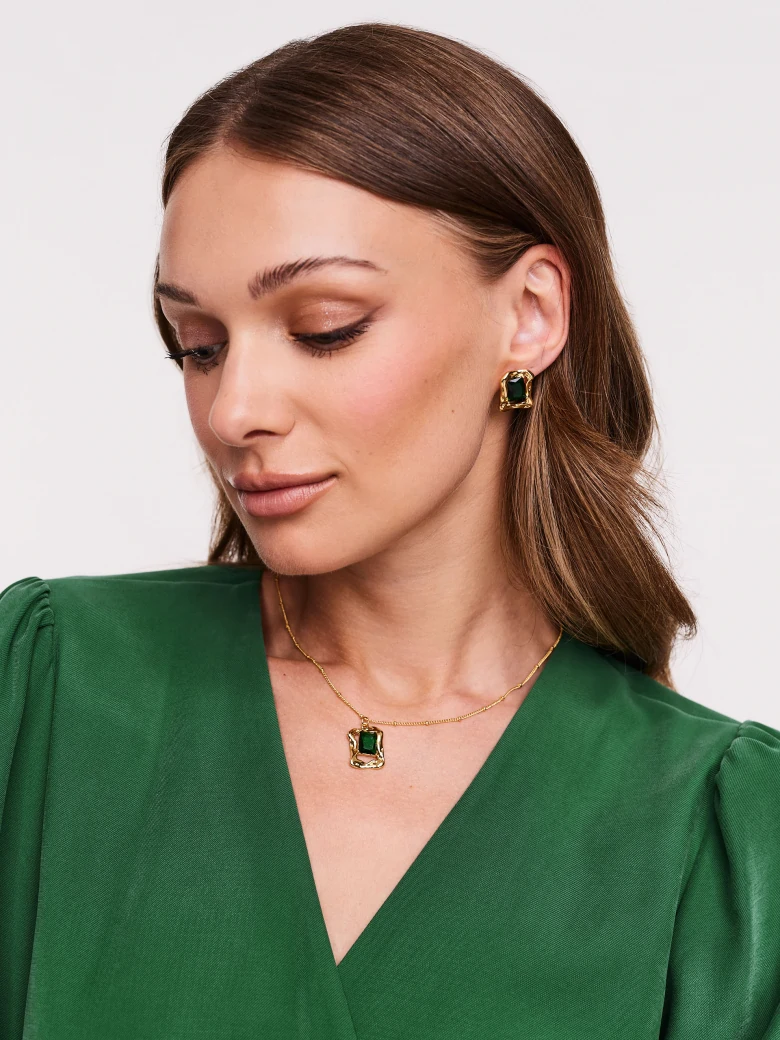 Large green earrings