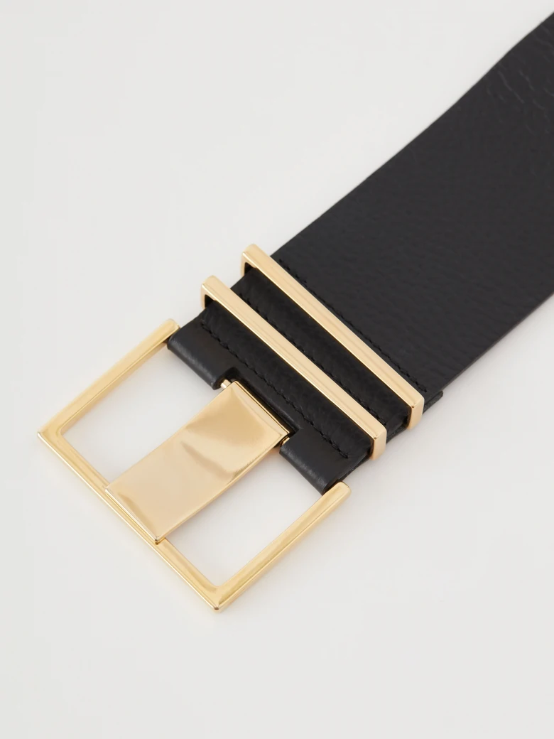 Wide black leather belt
