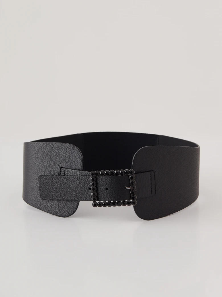 Black wide belt with elastic at the back