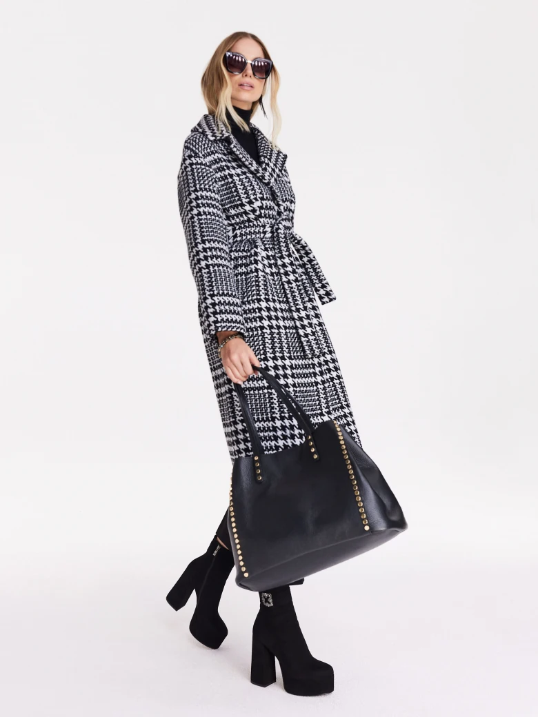 Black leather shopper bag
