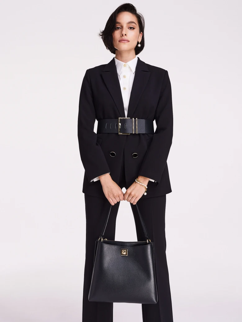 Black bucket bag