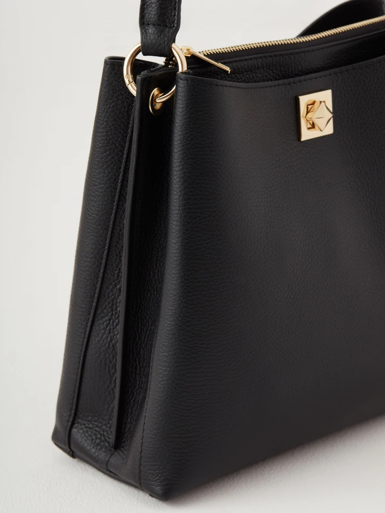 Black bucket bag