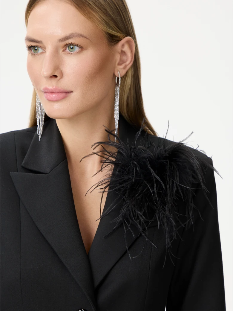 Black brooch with ostrich feathers