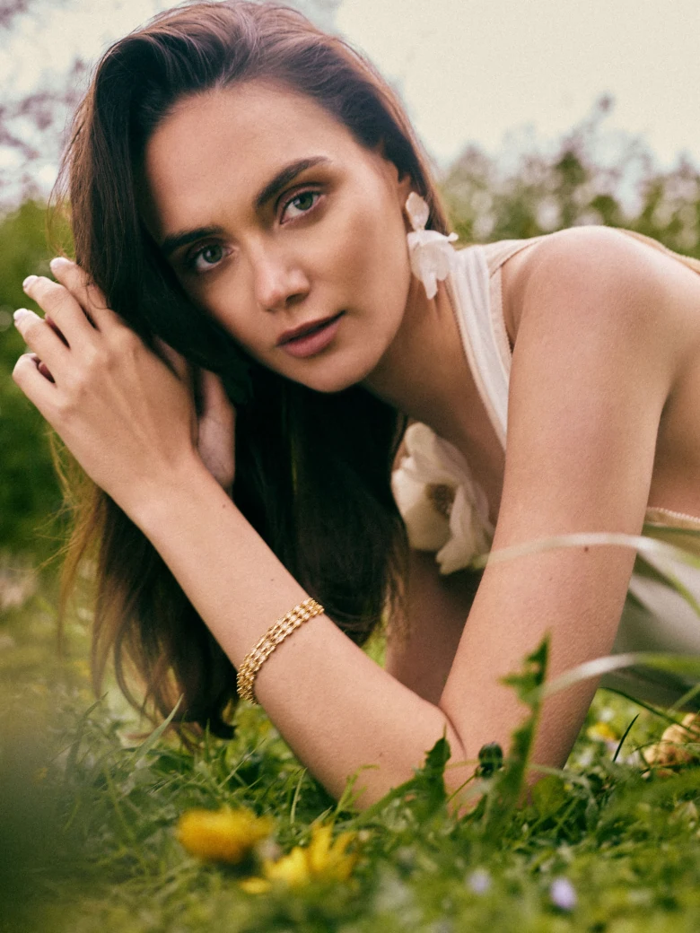Gold-plated glass crystal bracelet