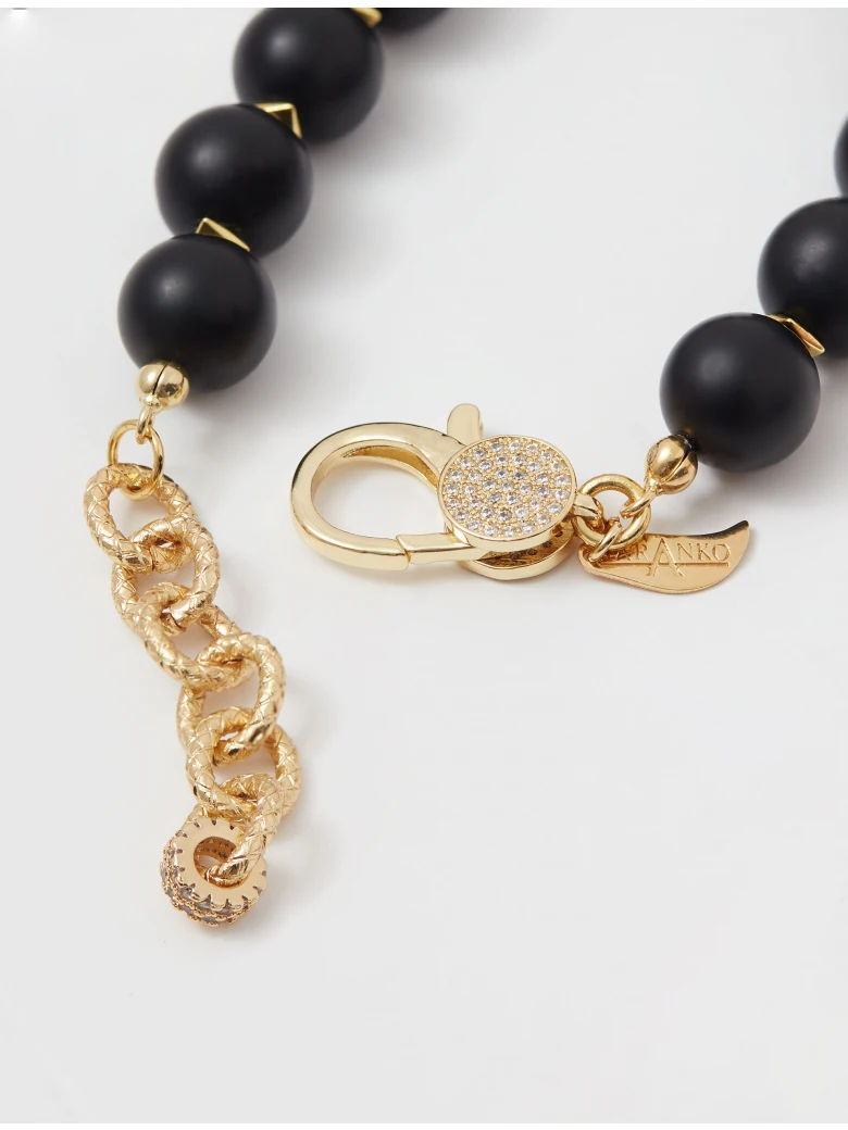 Gold-plated bracelet with onyx and hematite