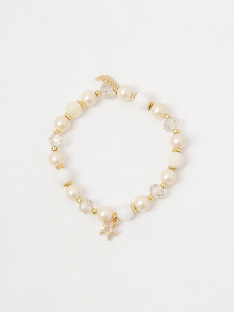 Gold-plated bracelet with natural stones