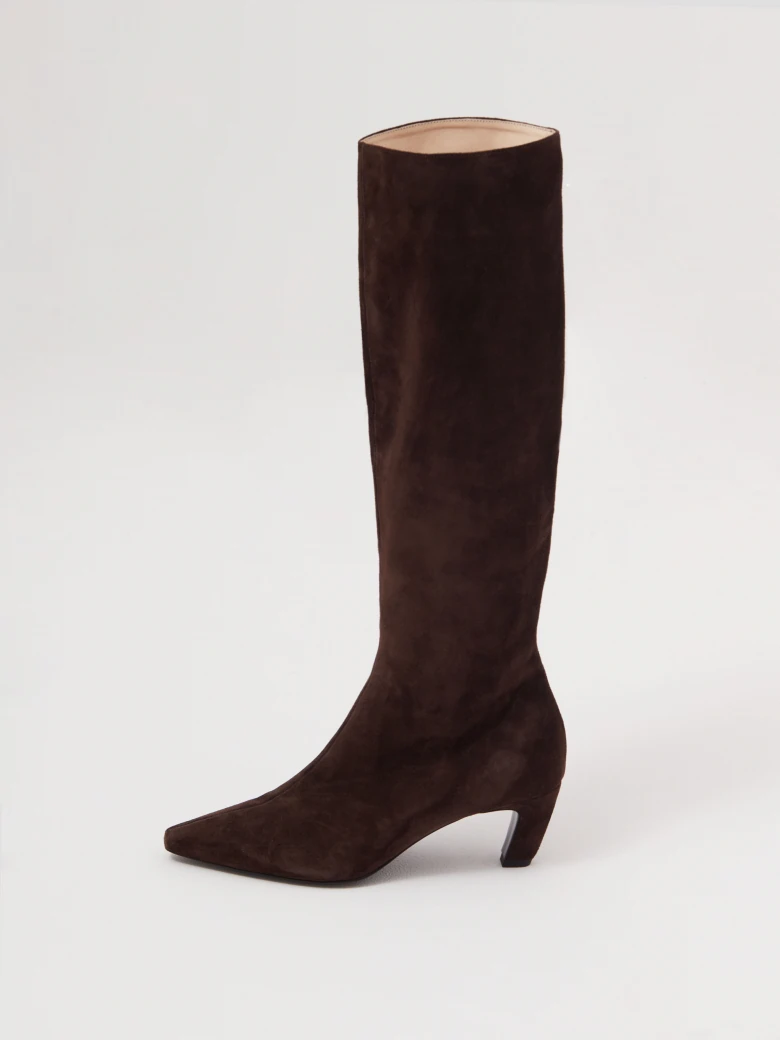 Chocolate brown suede boots