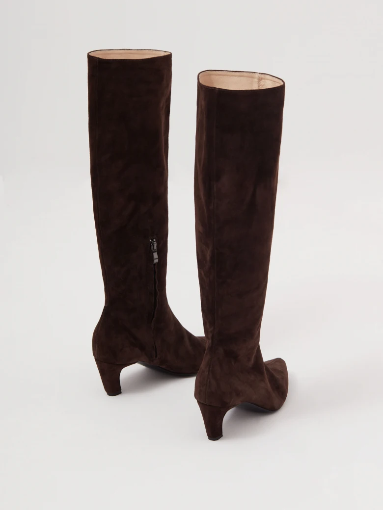 Chocolate brown suede boots
