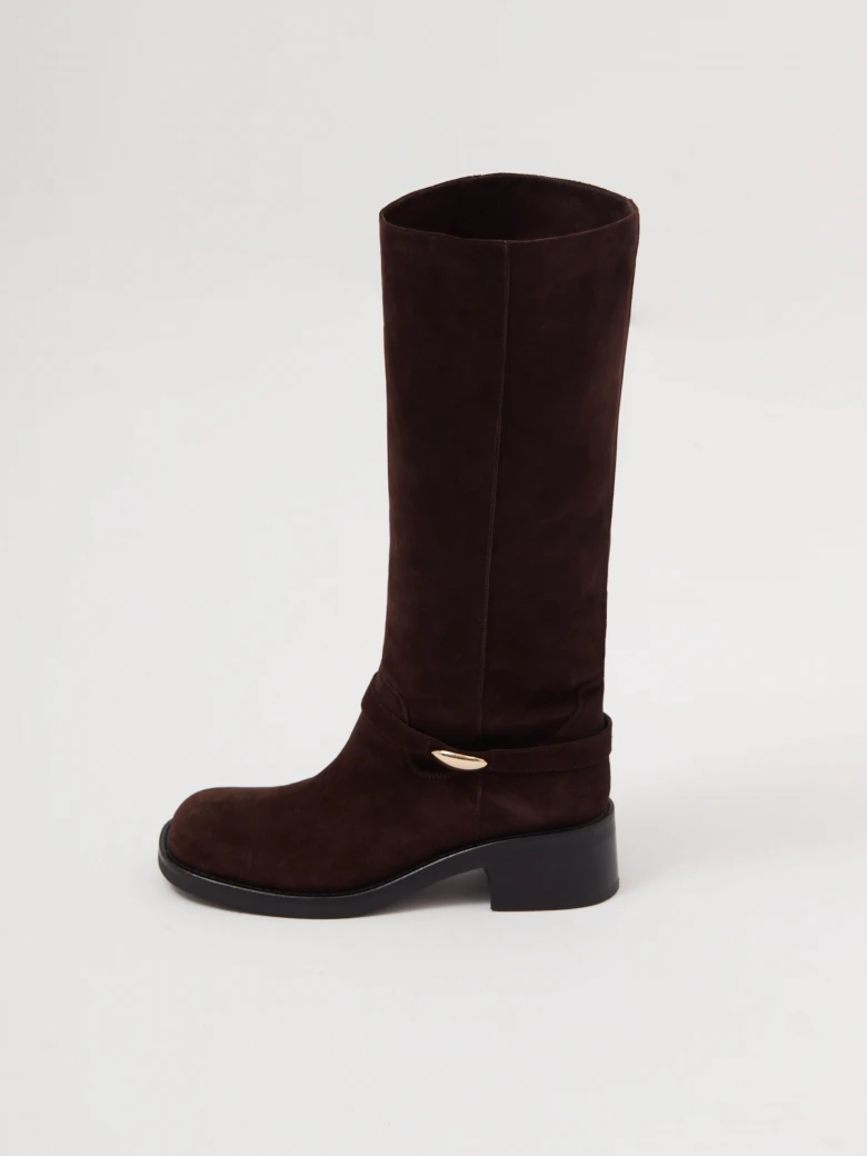 Chocolate suede biker boots