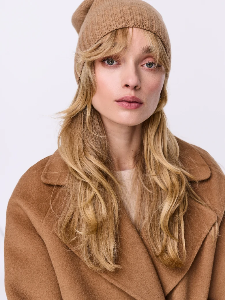 Caramel wool hat with cashmere blend