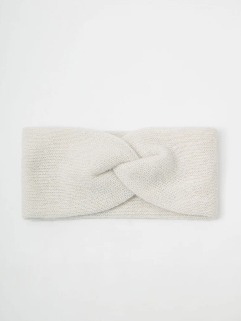 Cream wool headband with cashmere blend