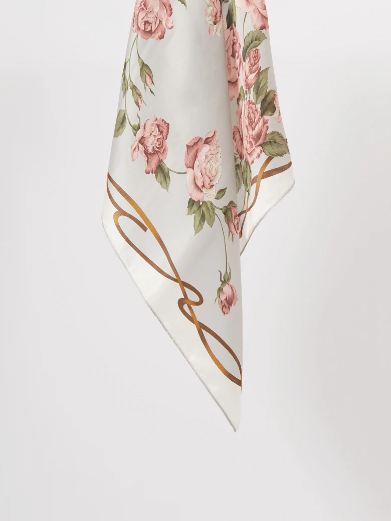 Silk scarf with rose pattern
