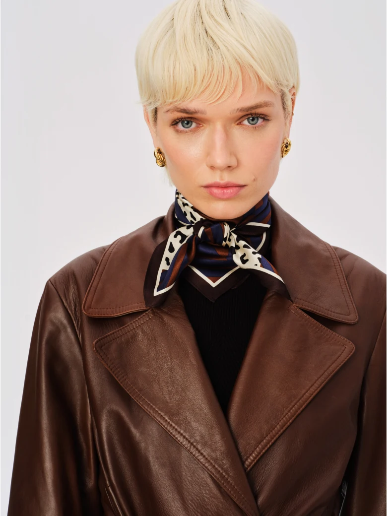 Silk scarf with geometric patterns