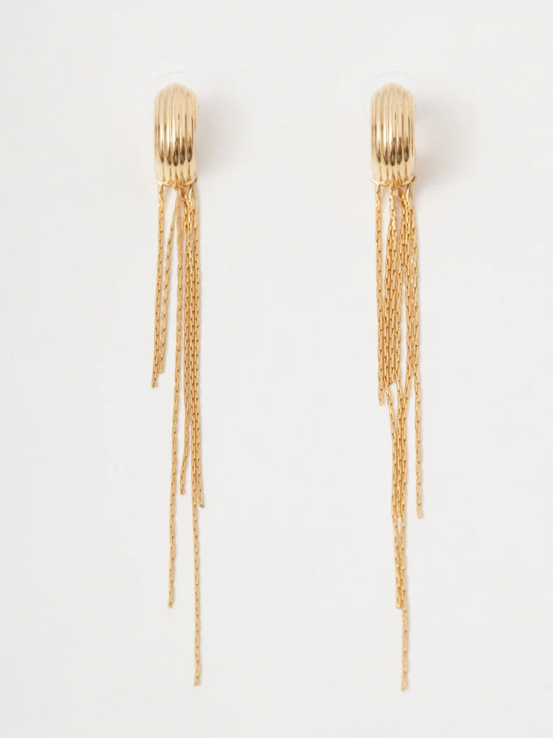 Long gold-plated earrings with chains