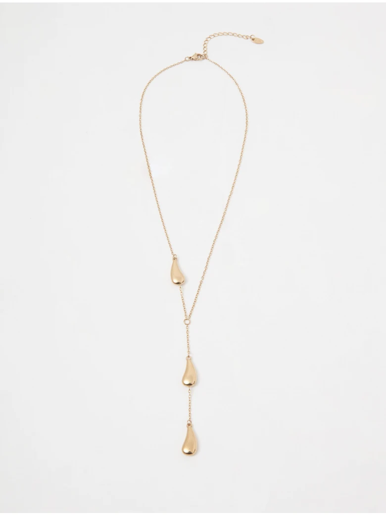 Necklace in the form of a tie with a drop motif