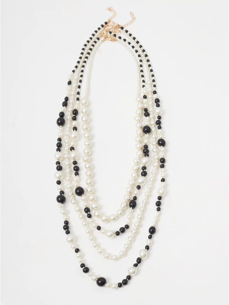 Cascading imitation pearl necklace with gold plating