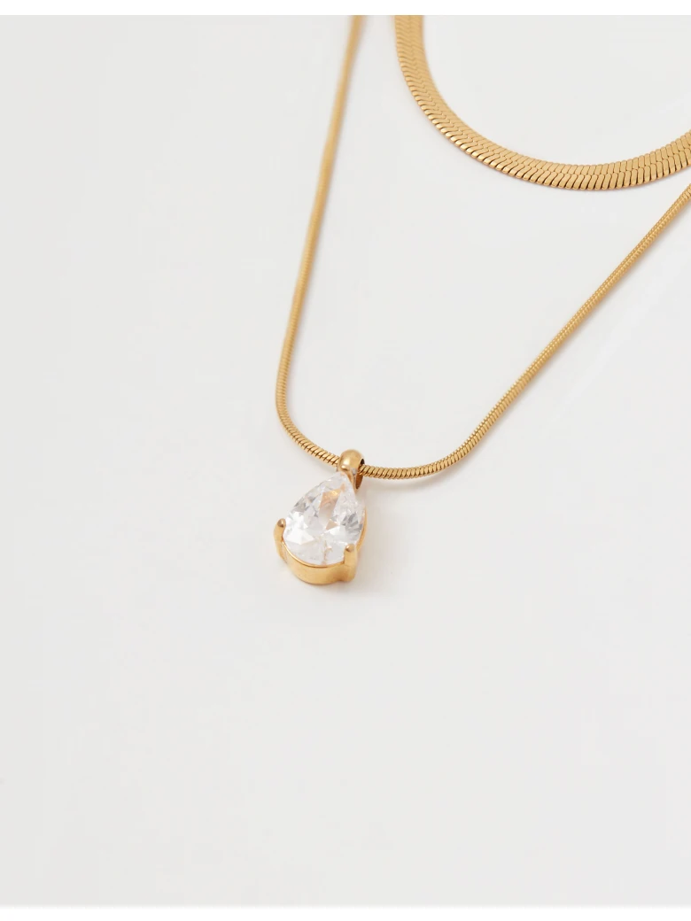 Gold-plated double necklace with decorative pendant