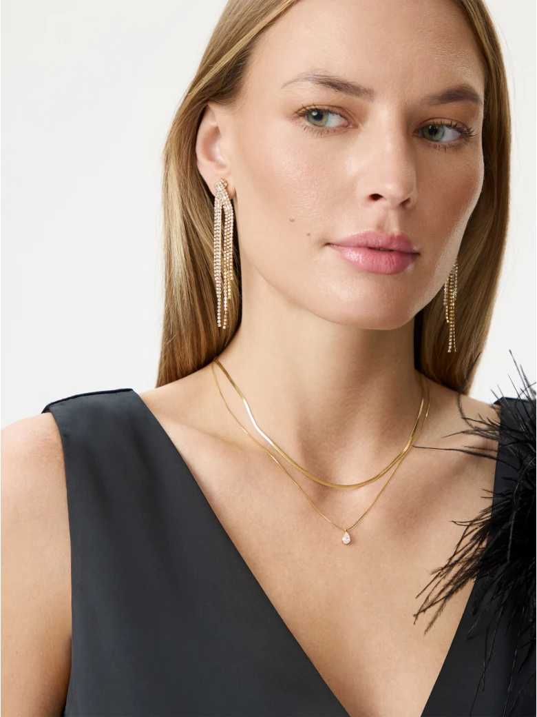 Gold-plated double necklace with decorative pendant