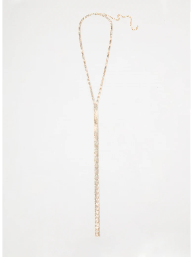 Long gold-plated necklace with tie
