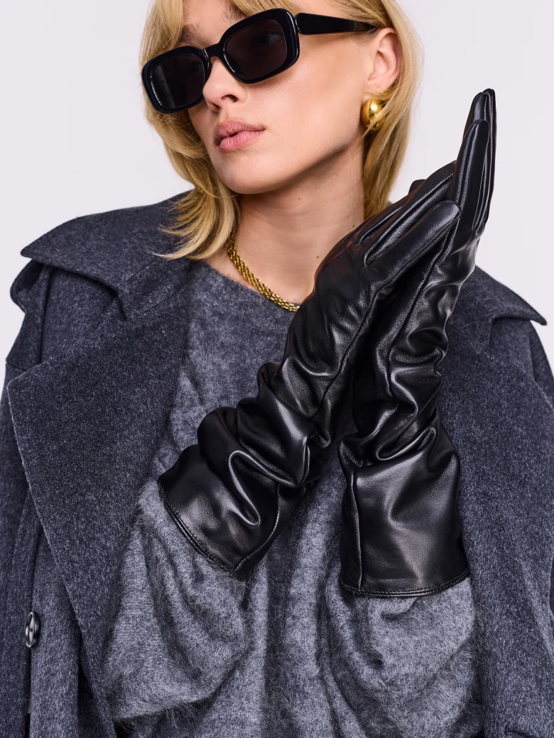 Black gloves made of natural leather