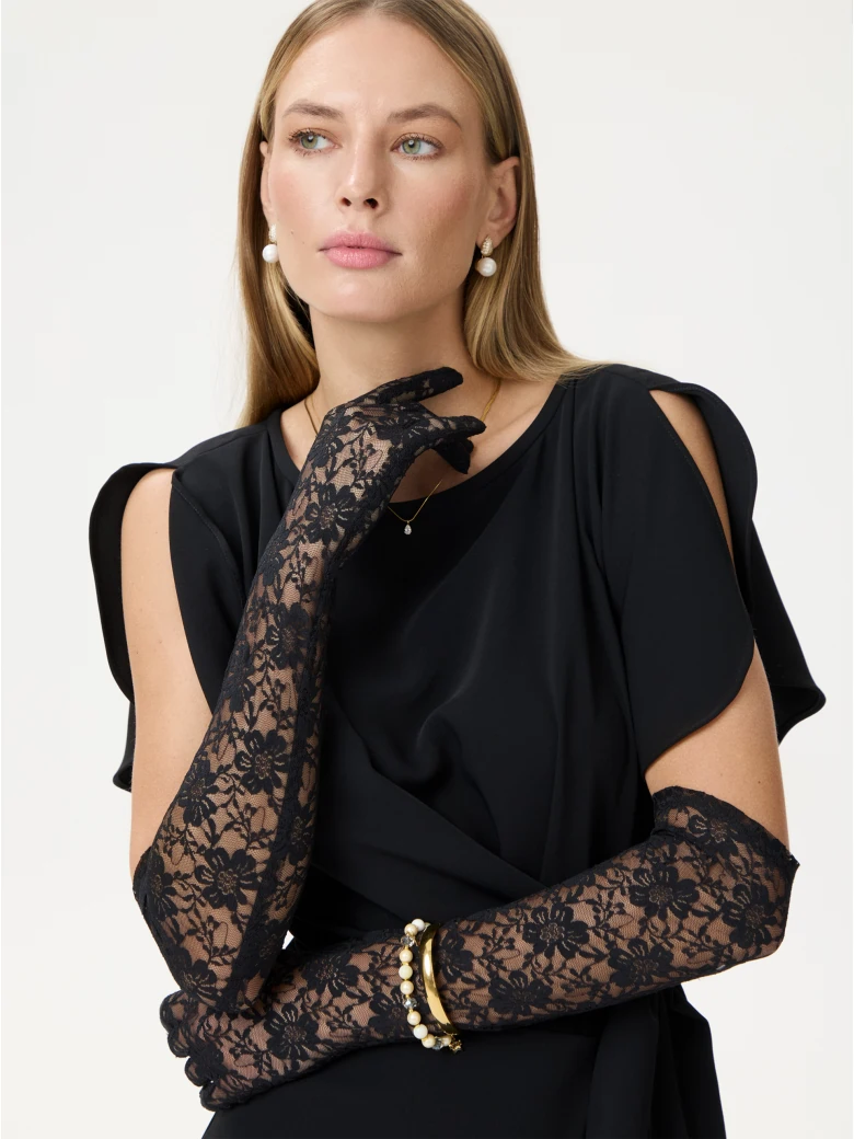 Long black lace gloves