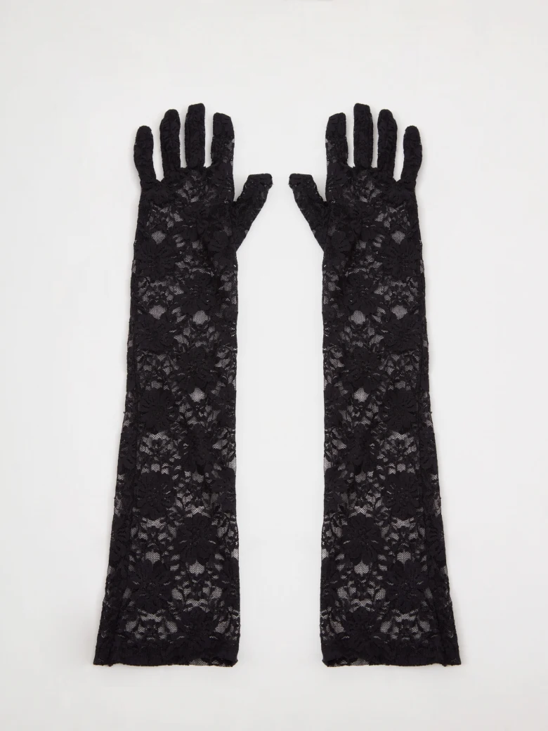 Long black lace gloves