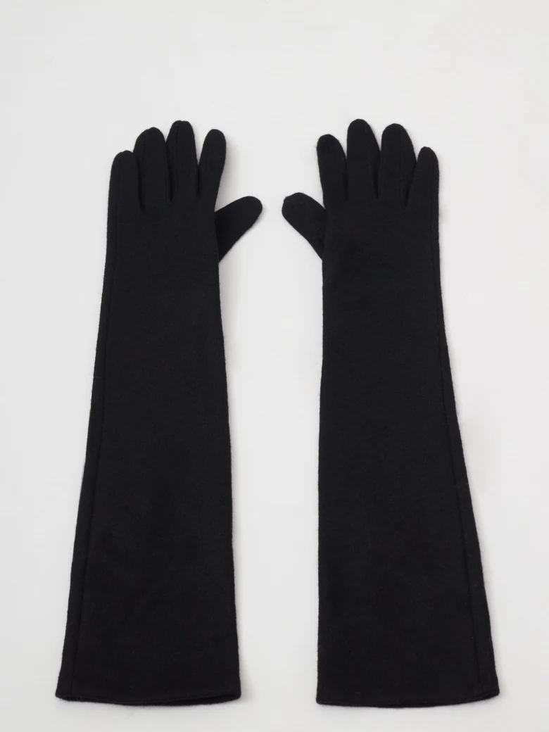 Long wool gloves in black
