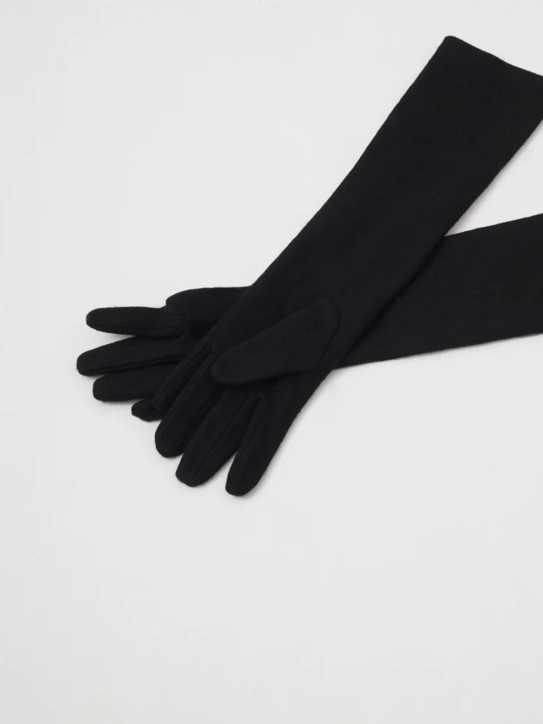 Long wool gloves in black