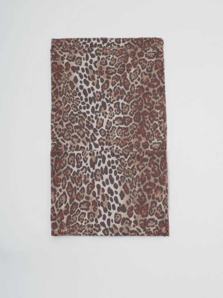 Wool and cashmere scarf with animal motif