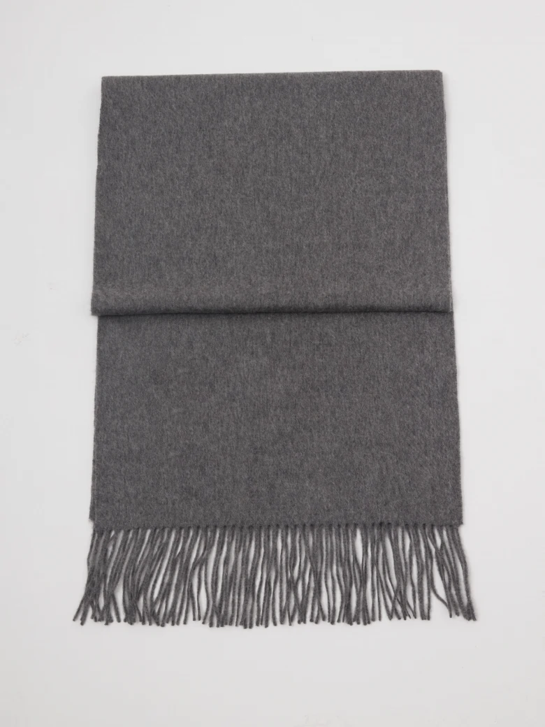 Szary kaszmirowy szal z frędzlami